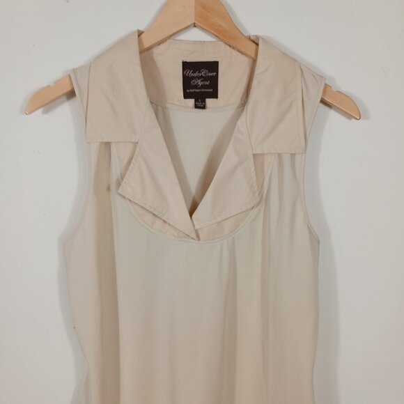 Under Cover Agent by Kathleen Kirkwood Mixed Media Sleeveless Top, Beige, SZ LRG - Picture 5 of 13